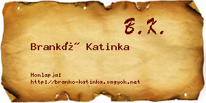 Brankó Katinka névjegykártya